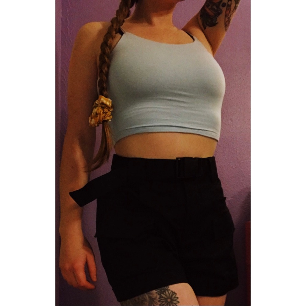 3/$15 Garage Powder Blue Bungee Crop Top Size XS